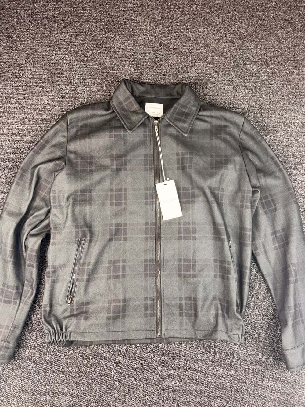 Craft + Flow Plaid Zip Jacket Size XL Black Gray Collared Full Zip